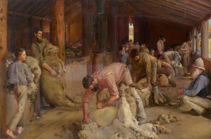 Shearing the rams by Tom Roberts